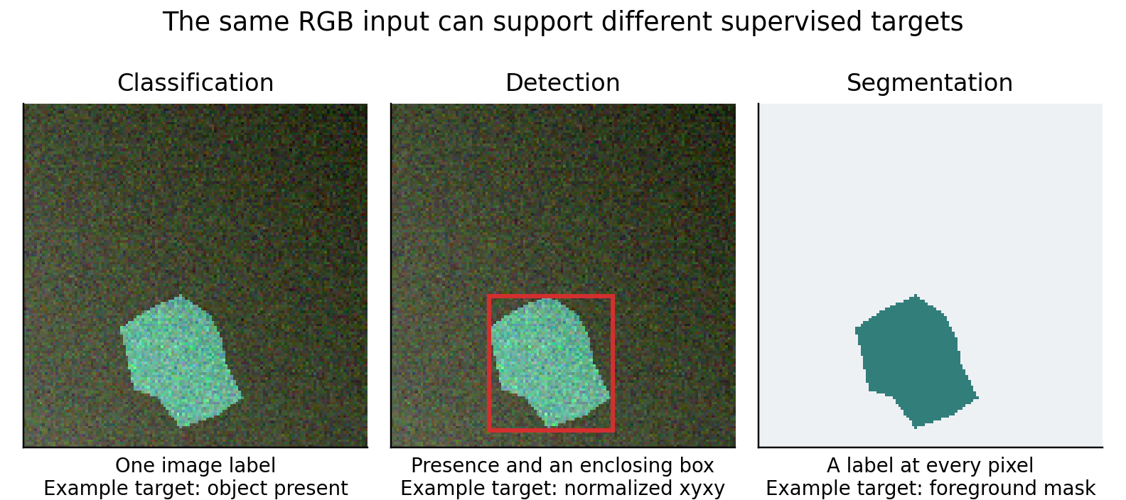 Classification detection and segmentation target representations
